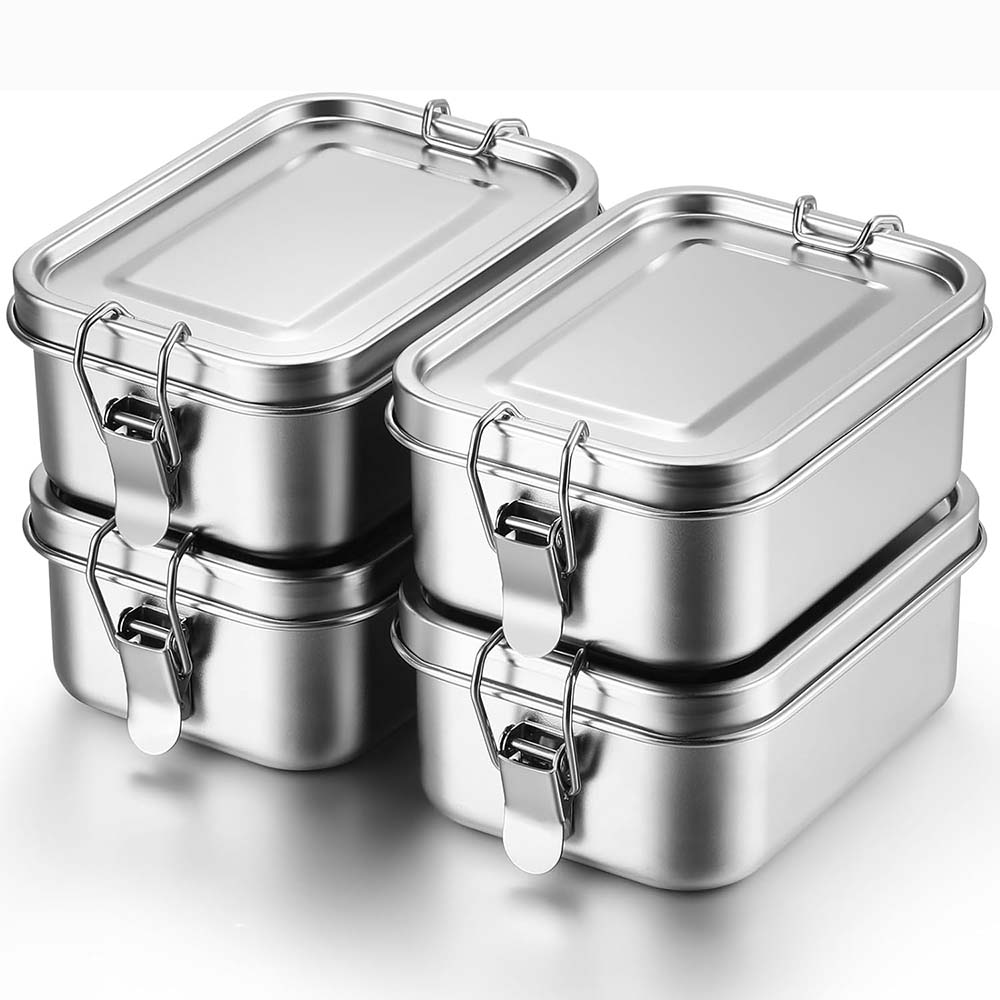 Stainless Lunch Box - 4 adet paslanmaz çelik Bento kutusu