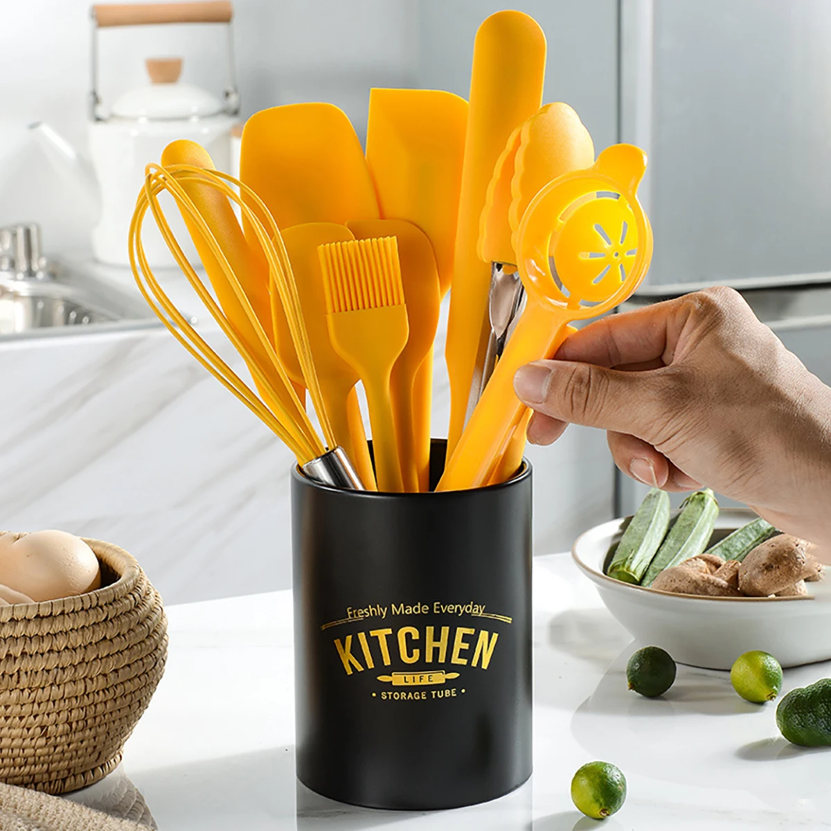 Food Storage Yellow - 10 adet Sarı Mutfak Gereçleri Seti