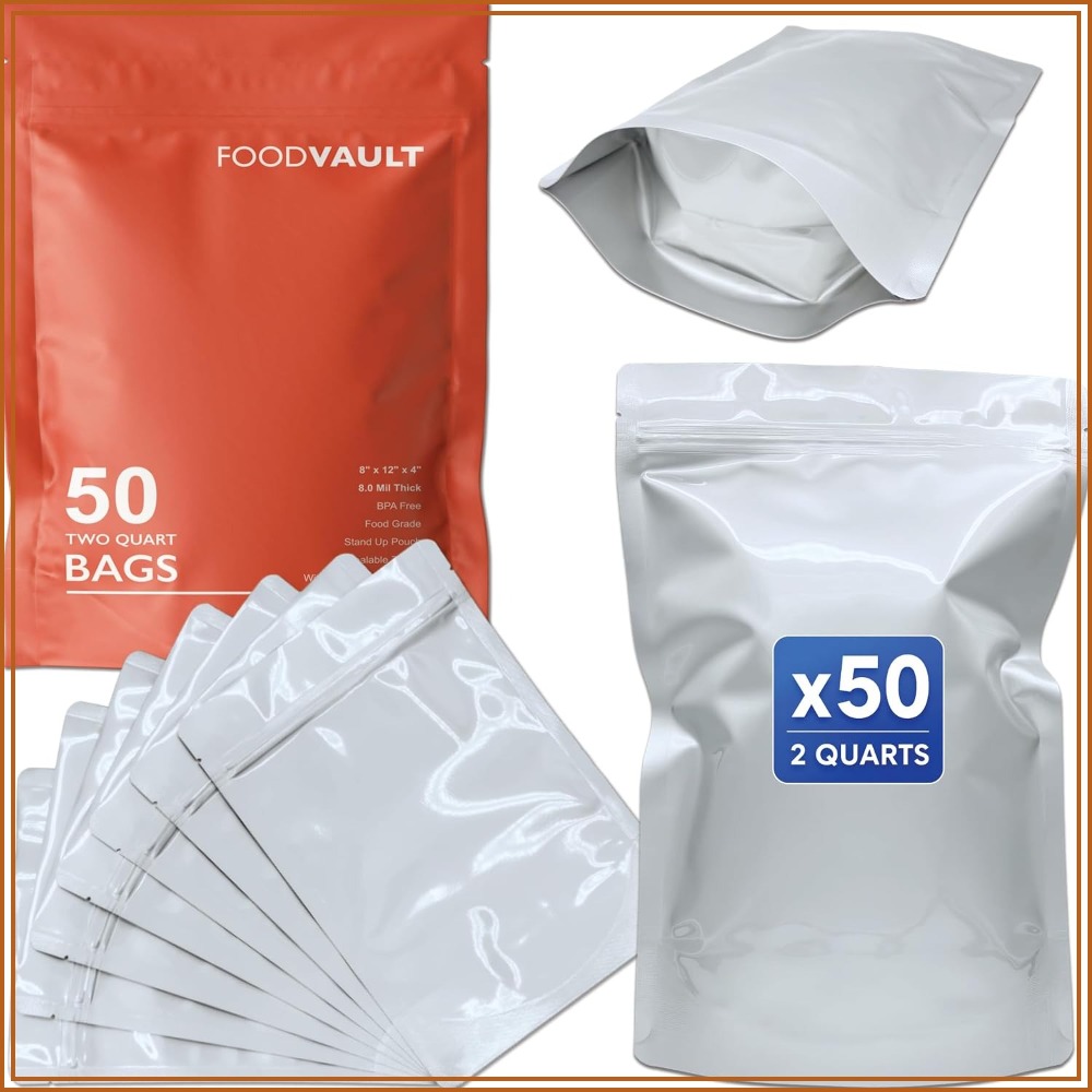 Food Storage 4 Quart - 2 Quart Mylar Poşetler, 16 Mil