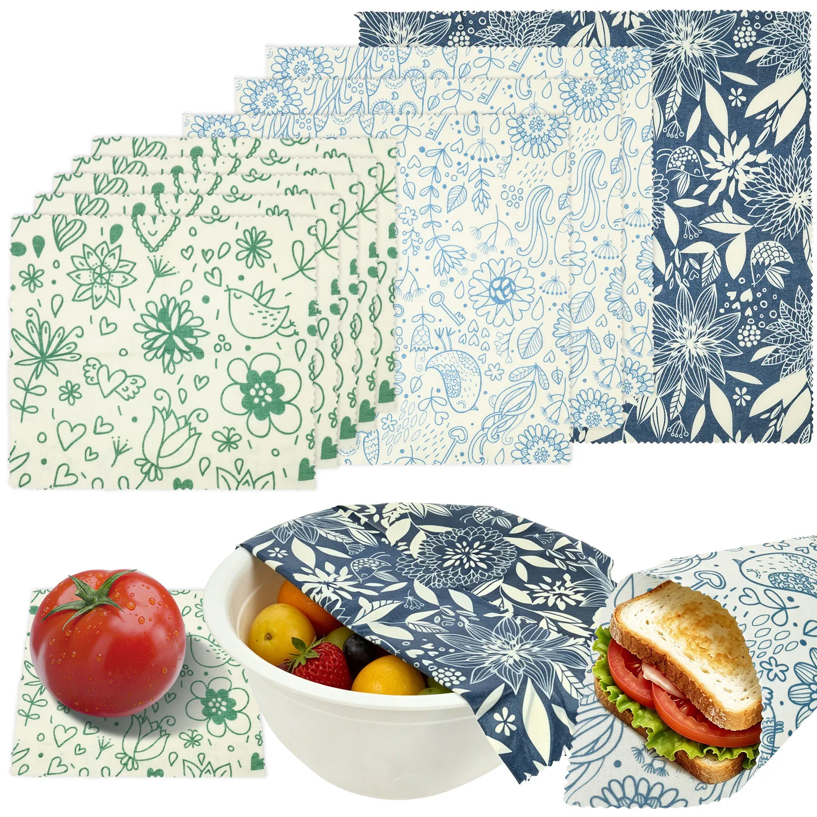 Beeswax Food Wrap - 9 adet organik balmumu şalı yeniden
