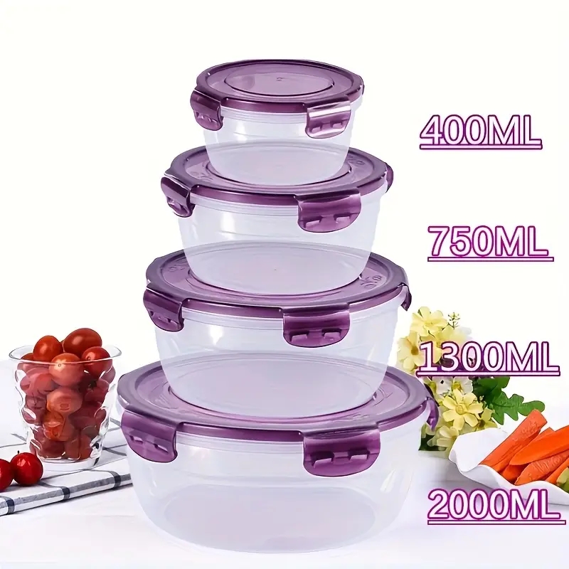 Food Storage Plastic Containers With Lids - 4 Plastik Gıda Saklama Kabı, Öğle