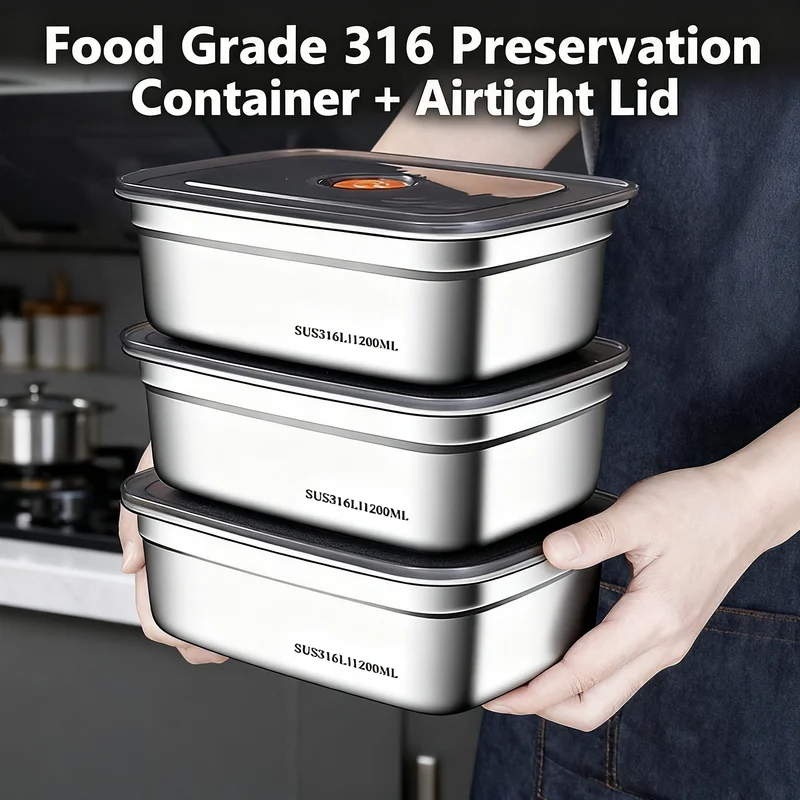 Food Storage Microwave Safe - Büyük Kapasiteli Paslanmaz Çelik Sızdırmaz Mühürlü