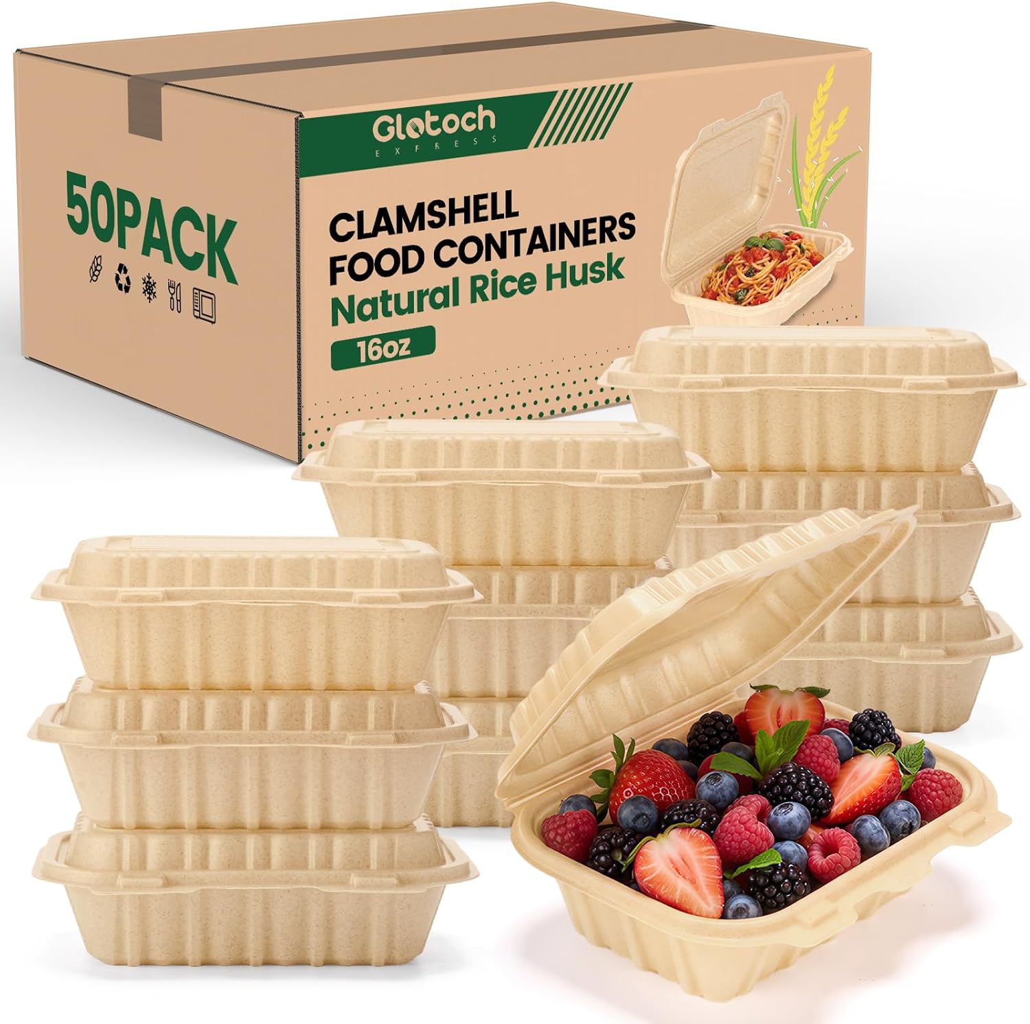 Food Storage Microwave Safe - 50'li Paket 16oz (473ml) Deniz Kabuğu