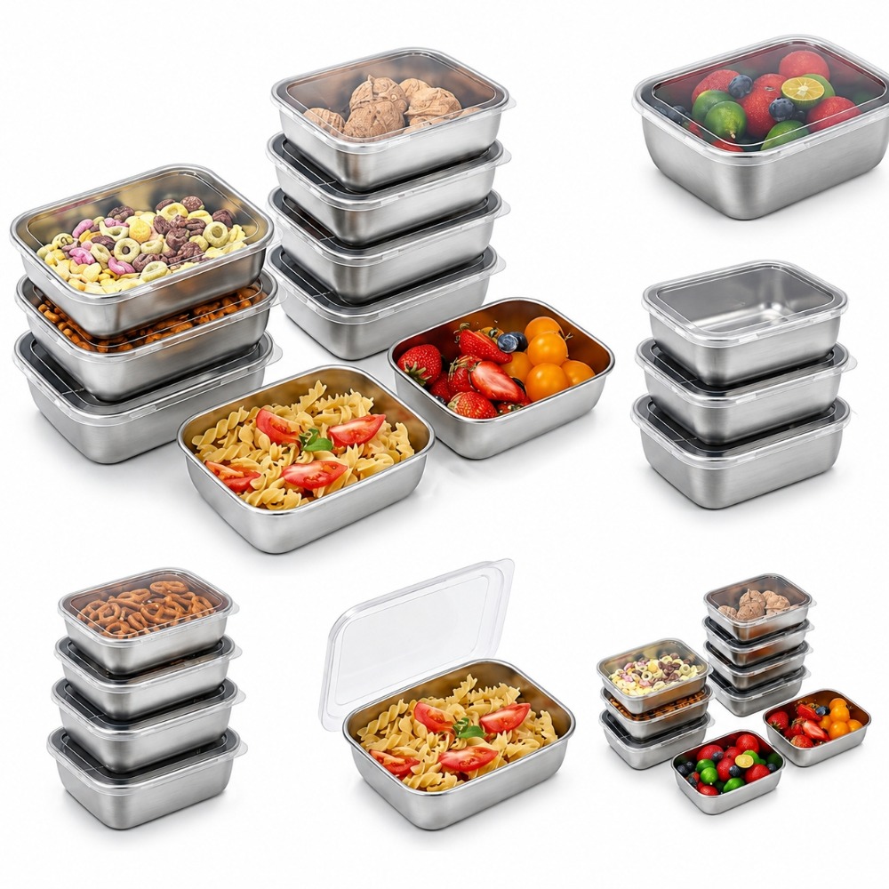 Stainless Lunch Box - 6 Adet Paslanmaz Çelik Gıda Saklama