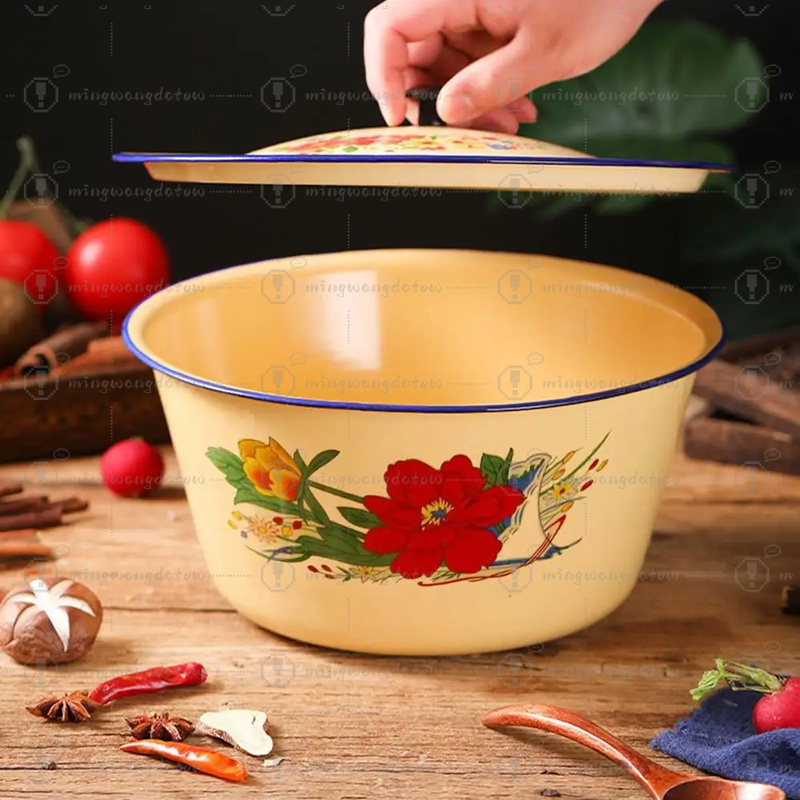 Food Storage Yellow - Emaye Kaplı Yiyecek Saklama Kabı Klasik