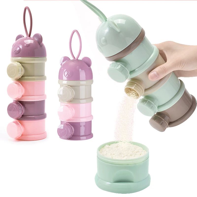 Portion Control Container - 3/4 katmanlı bebek taşınabilir bebek maması