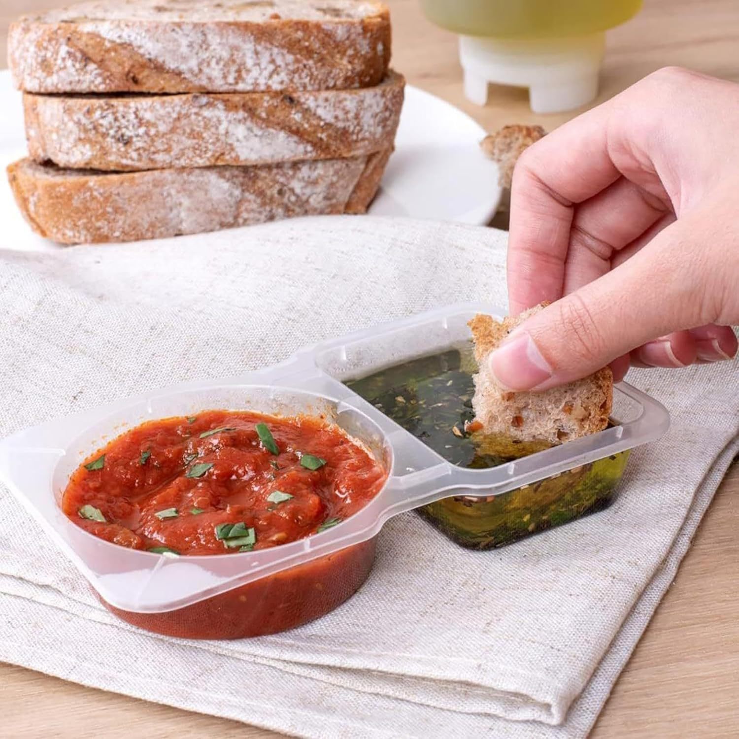 2 Bölmeli Tek Kullanımlık Şeff - Portion Control Container incelemesi ve fiyatı