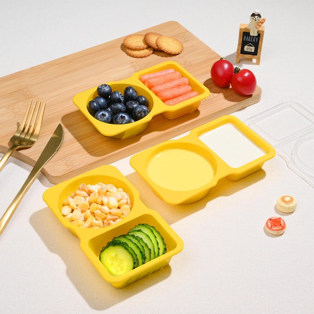 2 Bölmeli Tek Kullanımlık Plas - Food Storage Yellow incelemesi ve fiyatı