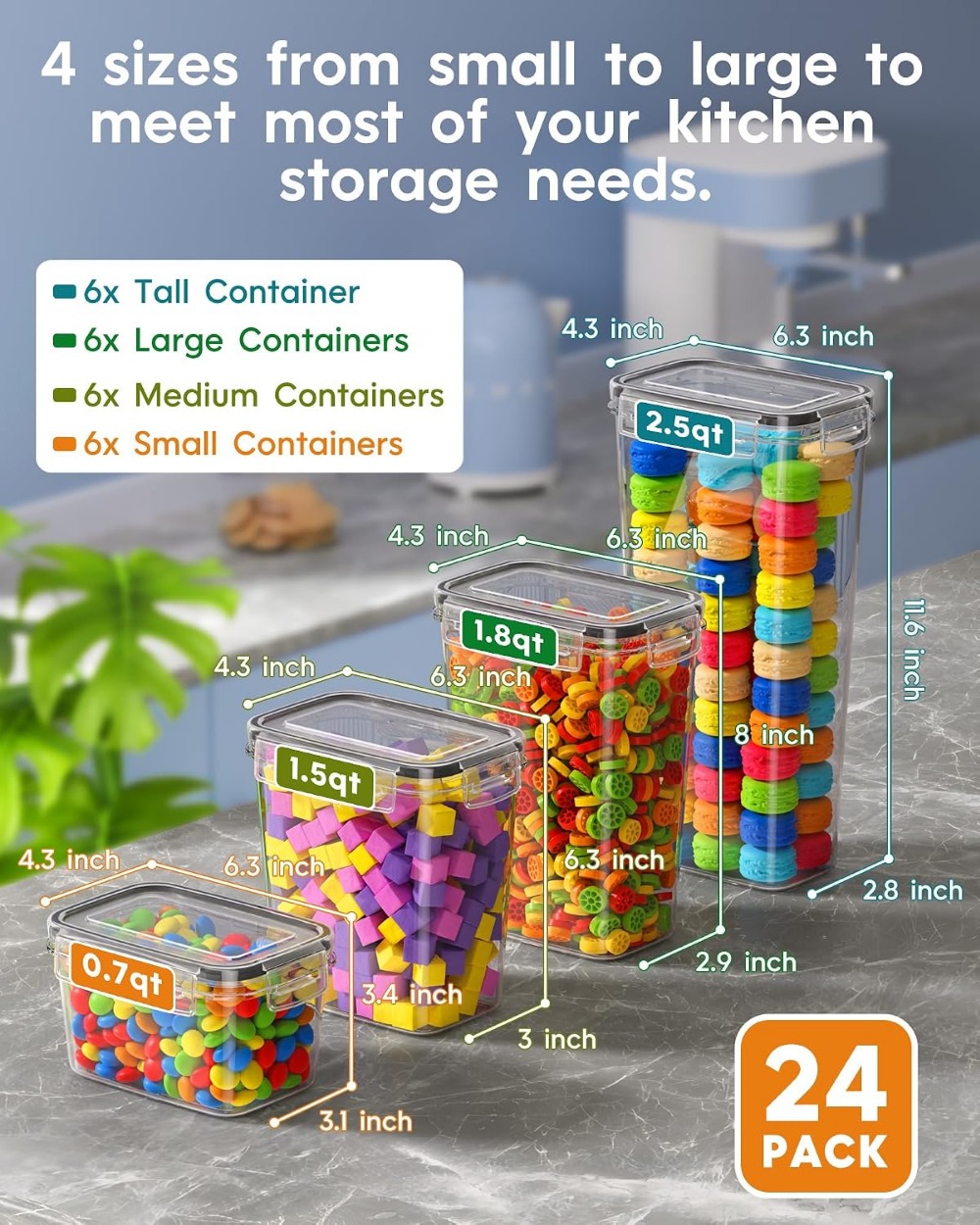 24 Adet Hava Geçirmez Gıda Sak - Food Storage In The Kitchen incelemesi ve fiyatı